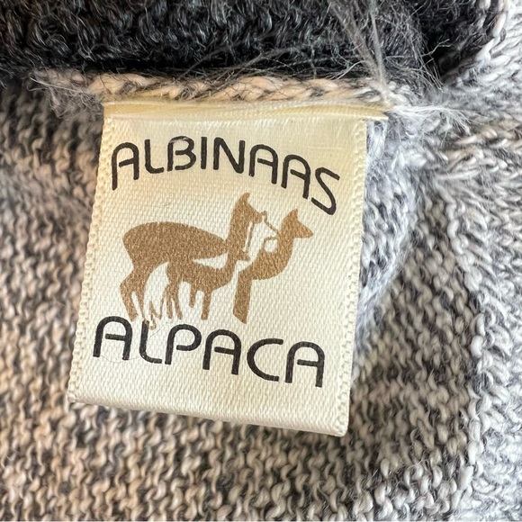 Albinaas Alpaca Handmade Peruvian Mountain Scene Crewneck Sweater Grey Medium - Picture 8 of 10